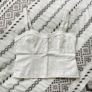 LOFT White Eyelet Cropped Top - Size 4P